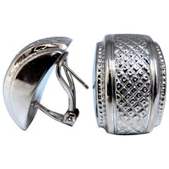 14 Karat Gold Cross Hatch Textured Clip Earrings*
