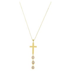 14 Karat Gold Cross Shaped Charm Necklace, Cross Pendant Necklace