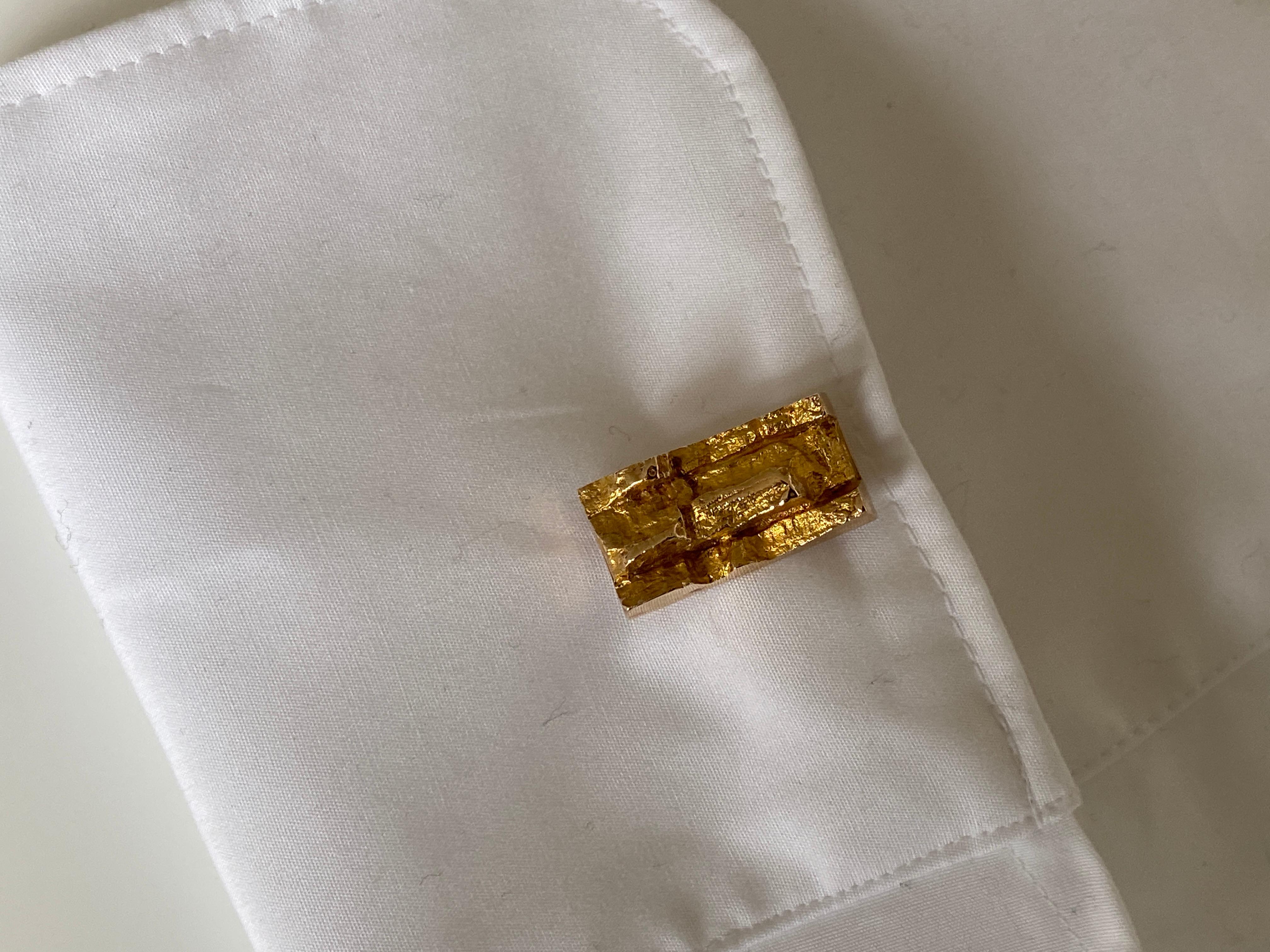 14 Karat Gold Cufflinks Designed by Bjorn Weckstrom, Finland In Good Condition In London, GB