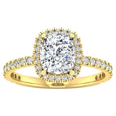 14 Karat Gold Cushion Diamond Halo Pavé 2 Carat Center 
2.4 Carat
 G VS2 GIA