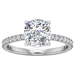 14 Karat Gold Cushion Diamond with Pavé 2.3 Carat Center 
2.6 Carat
 I SI1 GIA