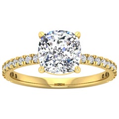 14 Karat Gold Cushion Diamond with Pavé 2.3 Carat Center 
2.6 Carat
 I SI1 GIA
