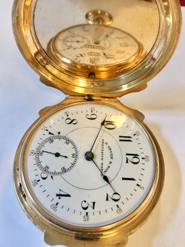 14 Karat Gold D.Gruen and Son Pocket Watch For Sale at 1stdibs