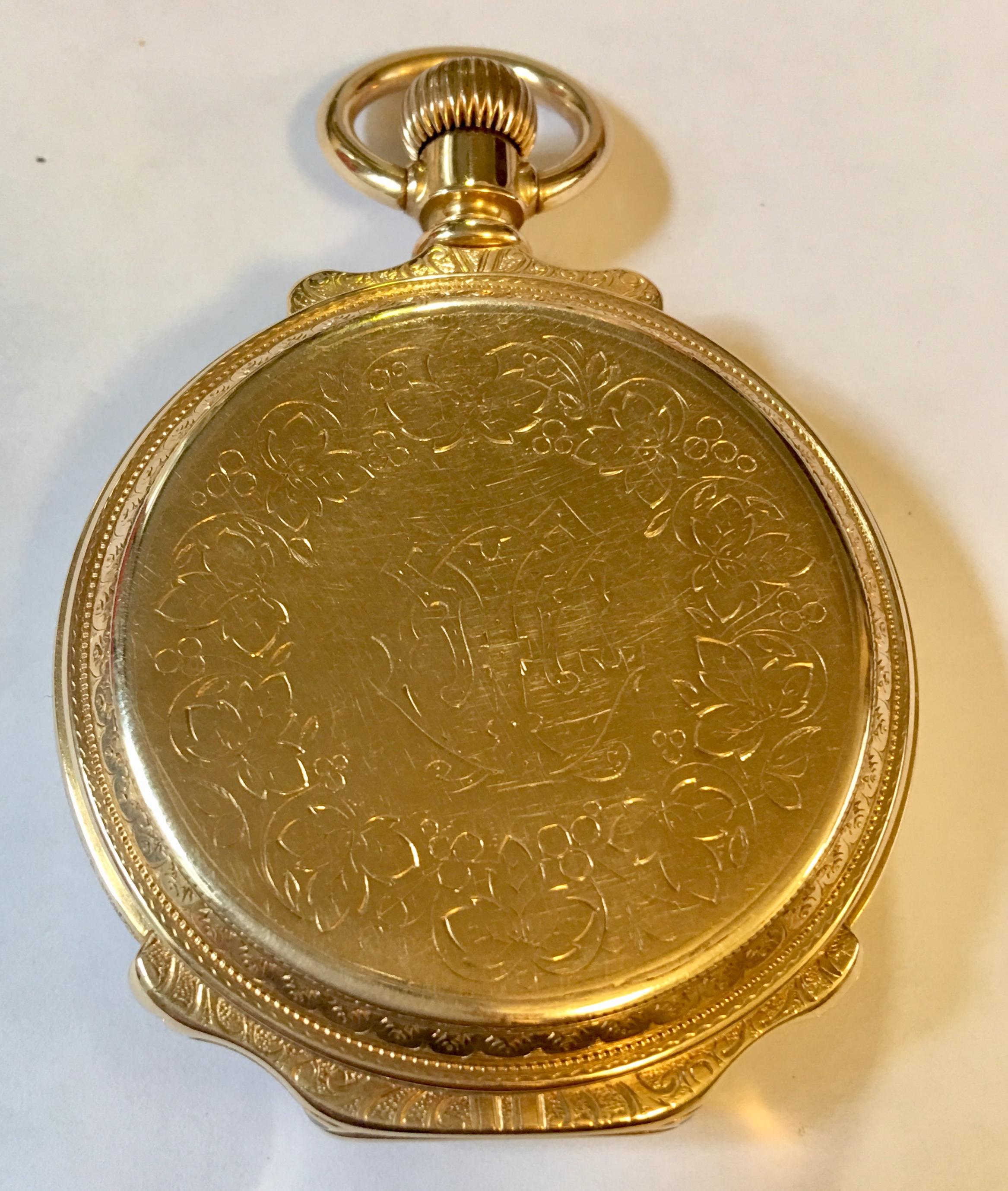 Antique 14 Karat Gold D.Gruen & Son 53mm Pocket Watch 2