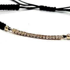 Pulsera Unisex Ajustable con Diamantes de Oro de 14 Kilates, Cordón Negro, Lujo Accesible