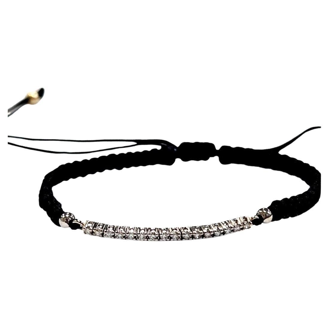 14 Karat Gold Diamant Verstellbares Unisex-Armband, schwarze Corde, zugänglicher Luxus