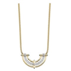 14 Karat Gold, Diamond and Emeral Detailed Princess Necklace