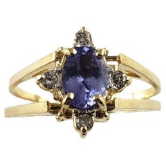 Vintage 14 Karat Gold Diamond and Tanzanite Reversible Ring JAGi Certifi ed