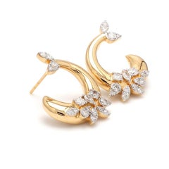 14 Karat Gold Diamond Crescent Earrings