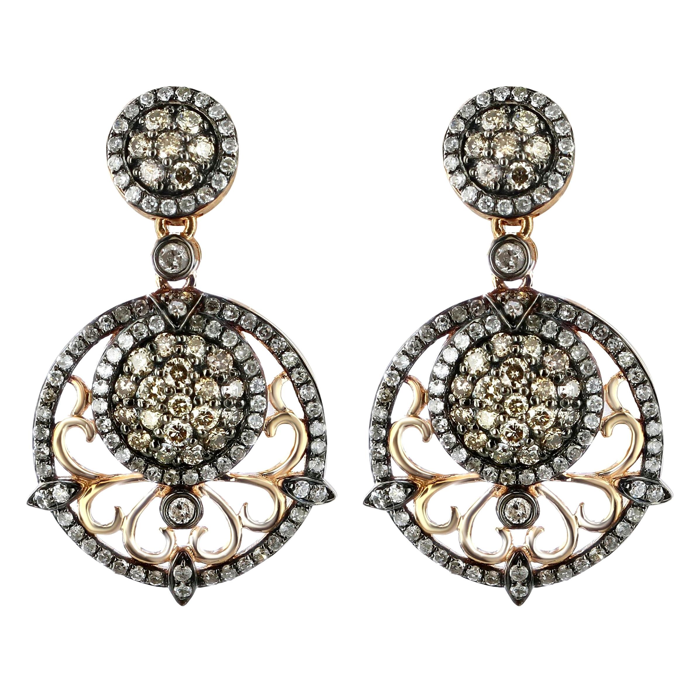 14 Karat Gold Diamond Earrings For Sale