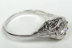 14 Karat Gold Diamond Engagement 14 Karat Ring-Art Deco 1930s