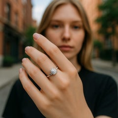 14 Karat Gold Diamond Engagement Ring Emerald-Cut Diamond and Baguette Accent