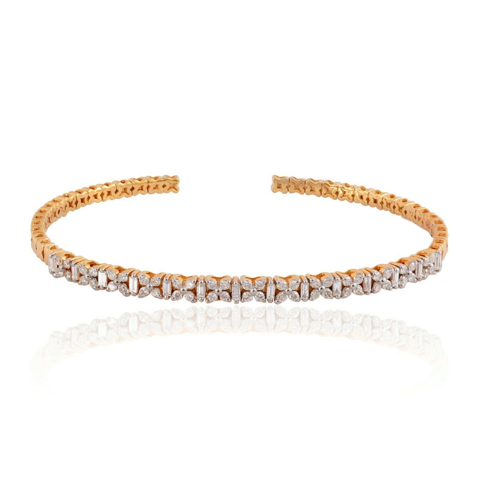 Cast from 14-karat yellow gold, this bracelet is hand set with .85 carats of sparkling diamonds. Available in yellow, rose and white gold. Stack with your favorite pieces or wear it alone.

FOLLOW MEGHNA JEWELS storefront to view the latest