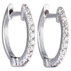 14 Karat Gold Diamond Hoop Earrings 0.16 Carat Brilliant VS D-H