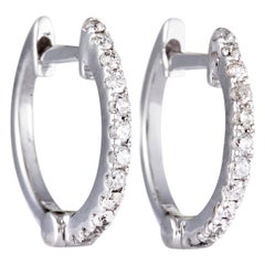 14 Karat Gold Diamond Hoop Earrings 0.16 Carat Brilliant VS D-H