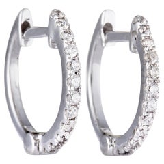 14 Karat Gold Diamond Hoop Earrings 0.16 Carat Brilliant VS D-H