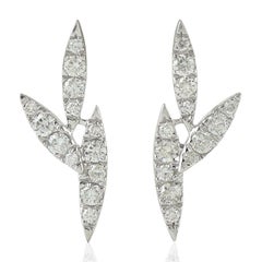 14 Karat Gold Diamond Leaf Stud Earrings