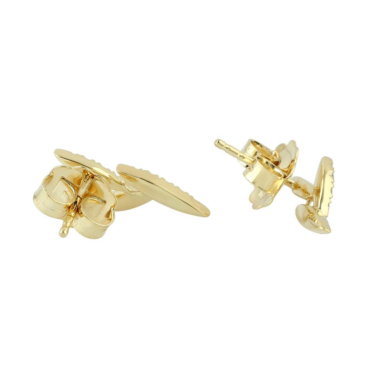 14 Karat Gold Diamond Leaf Stud Earrings For Sale (Free Shipping) at