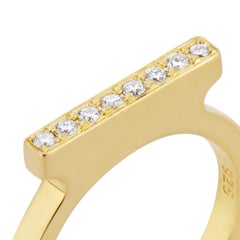 14 Karat Gold Diamond Pave Elevated Bar Ring
