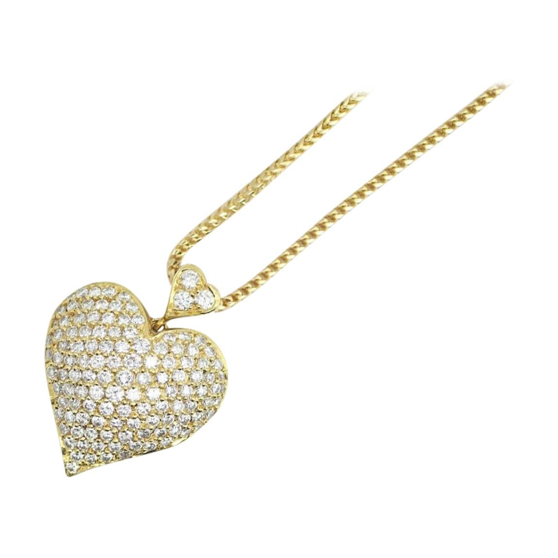 14 Karat Gold Diamond Pave Heart, Containing 2.50 Carat S Color "D", Clarity VS2