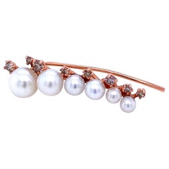 Boucles d'oreilles en or 14 carats avec perles et diamants
