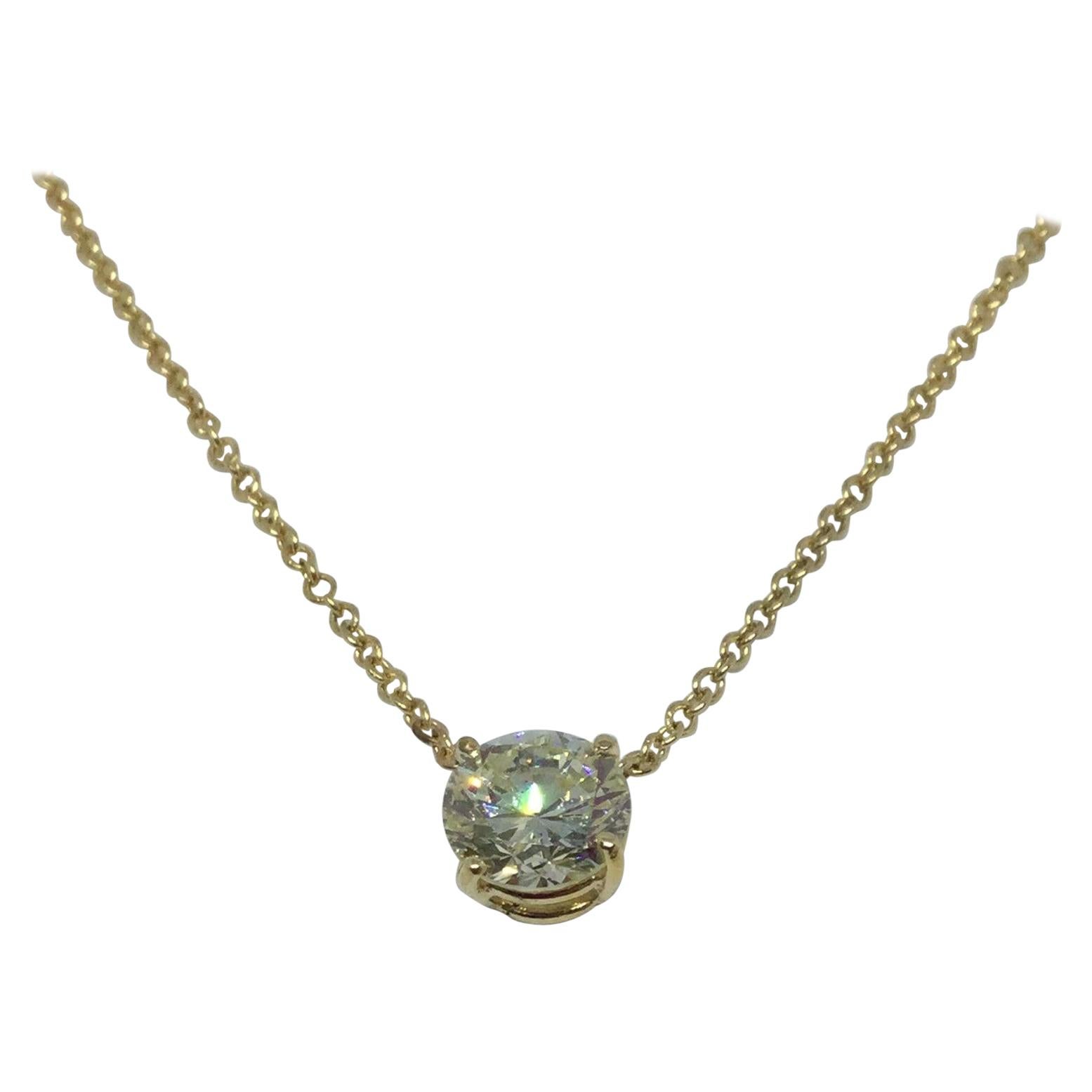 14 Karat Gold Diamond Pendant Necklace For Sale