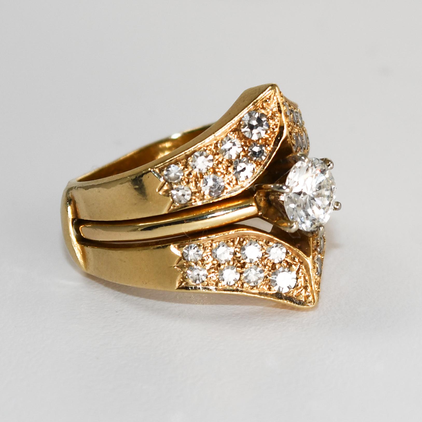 14 Karat Gold Diamond Ring GIA Certified 0.58 Carat F Color VS1 Clarity Round For Sale 5