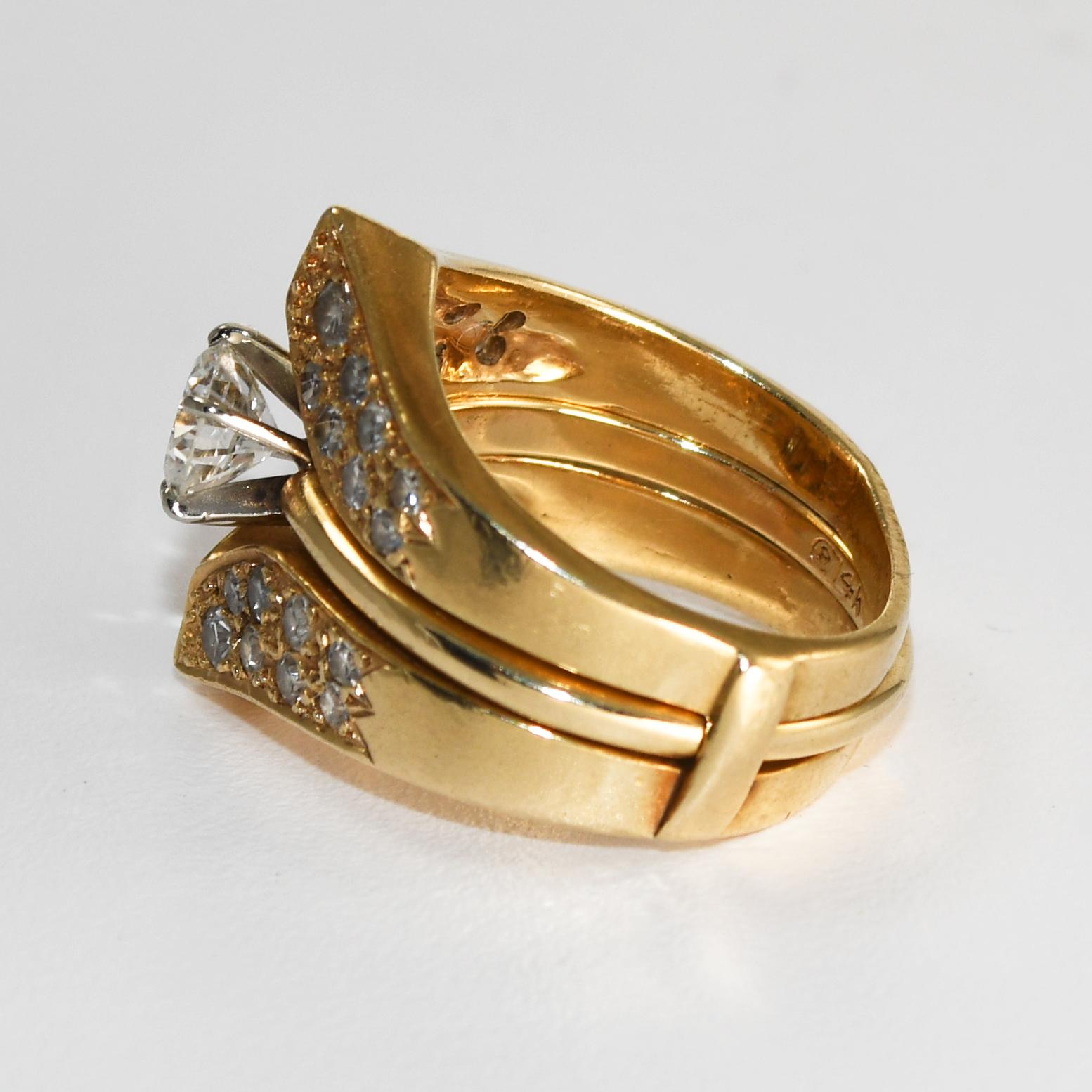 14 Karat Gold Diamond Ring GIA Certified 0.58 Carat F Color VS1 Clarity Round For Sale 8