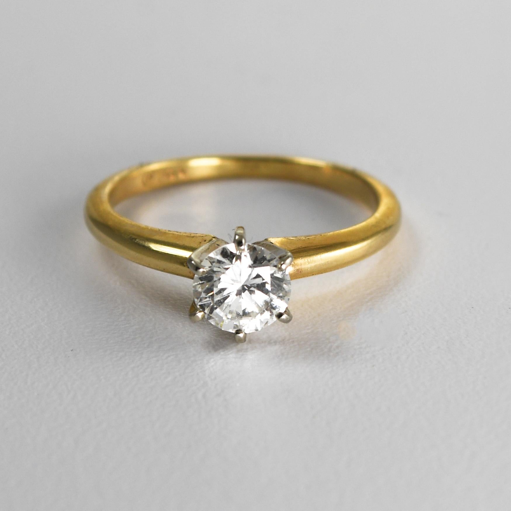 14 Karat Gold Diamond Ring GIA Certified 0.58 Carat F Color VS1 Clarity Round For Sale 11
