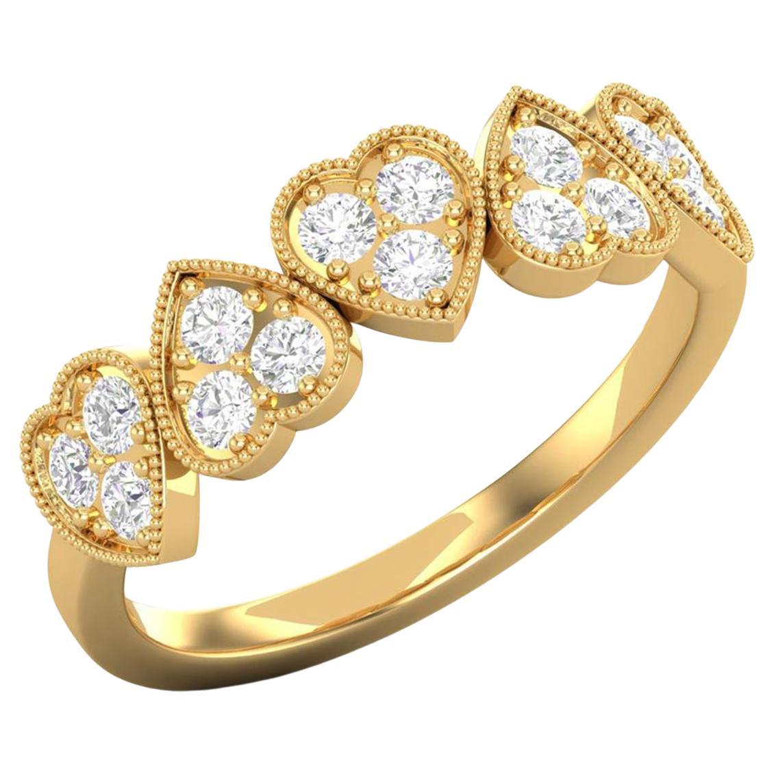 14 Karat Gold Diamond Ring / 'H-I''SI' Quality Diamond Ring / Heart Ring for Her For Sale