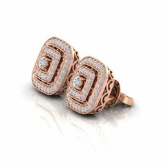 14 Karat Gold Diamond Square Stud Earrings