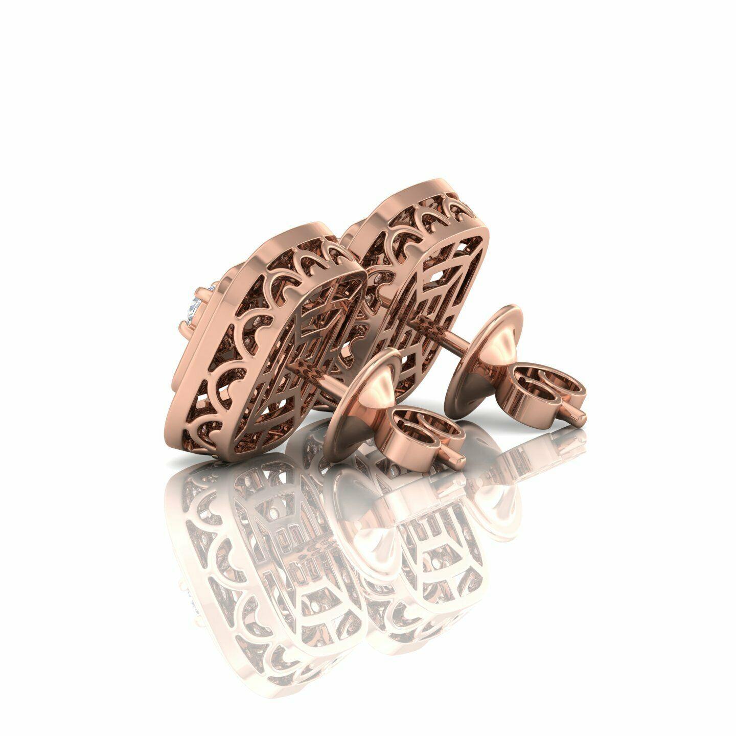 Moderno Orecchini quadrati con diamante in oro 14 carati in vendita