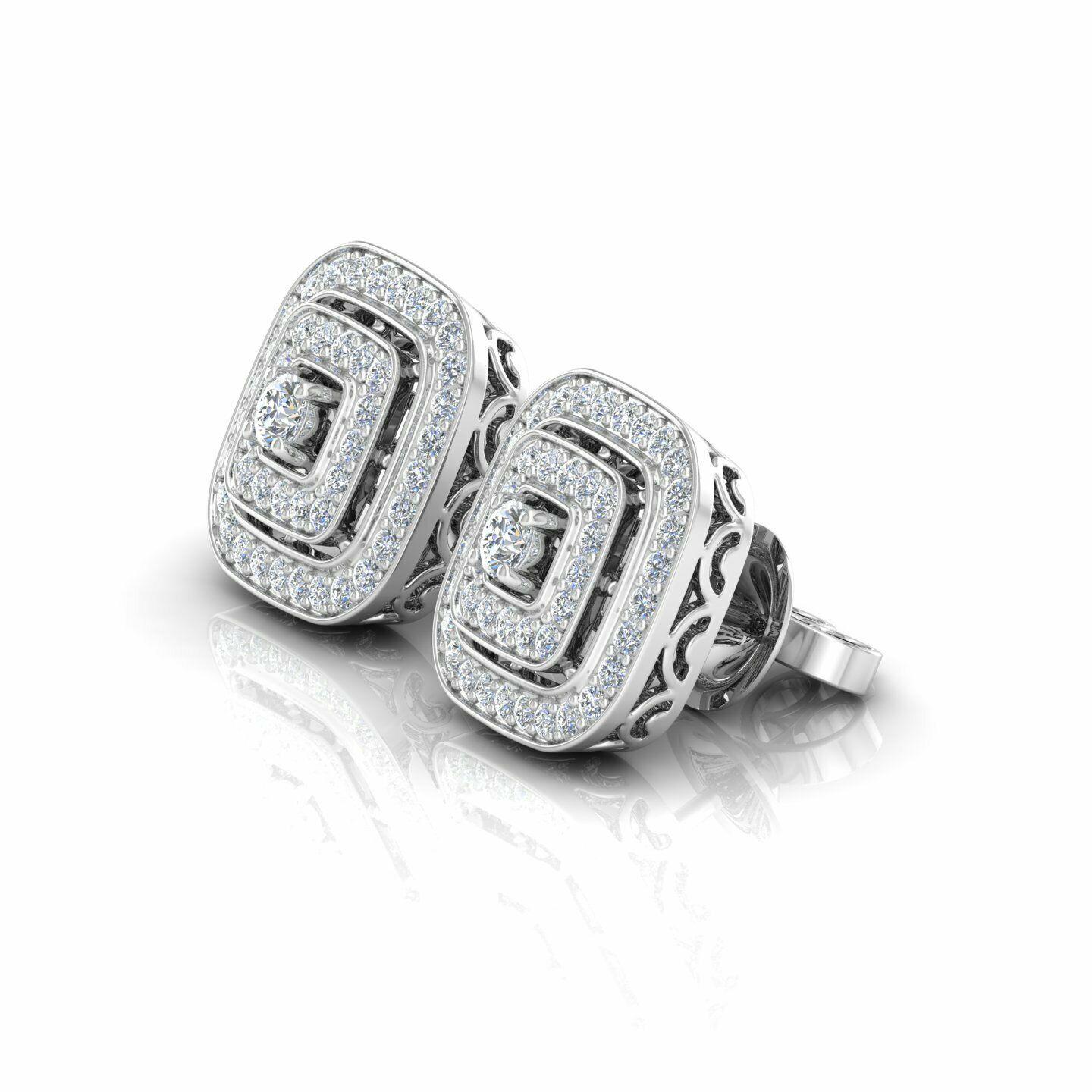 Orecchini quadrati con diamante in oro 14 carati In condizioni Nuovo in vendita a Hoffman Estate, IL