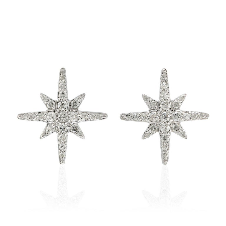 14 Karat Gold Diamond Star Stud Earrings For Sale (Free Shipping) at ...