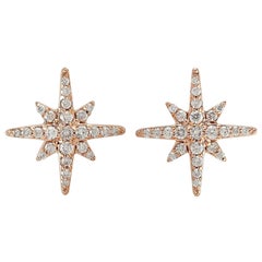 14 Karat Gold Diamond Star Stud Earrings