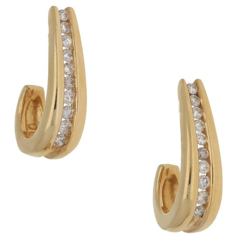 14 Karat Gold and Diamond Earrings For Sale at 1stdibs