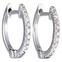 14 Karat Gold Diamond Tiny Hoop Earrings .16 Carat '0.16 Carat' Brilliant VS D-H