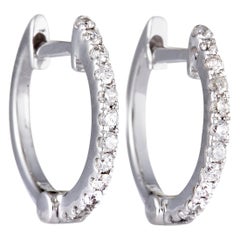 14 Karat Gold Diamond Tiny Hoop Earrings .16 Carat '0.16 Carat' Brilliant VS D-H