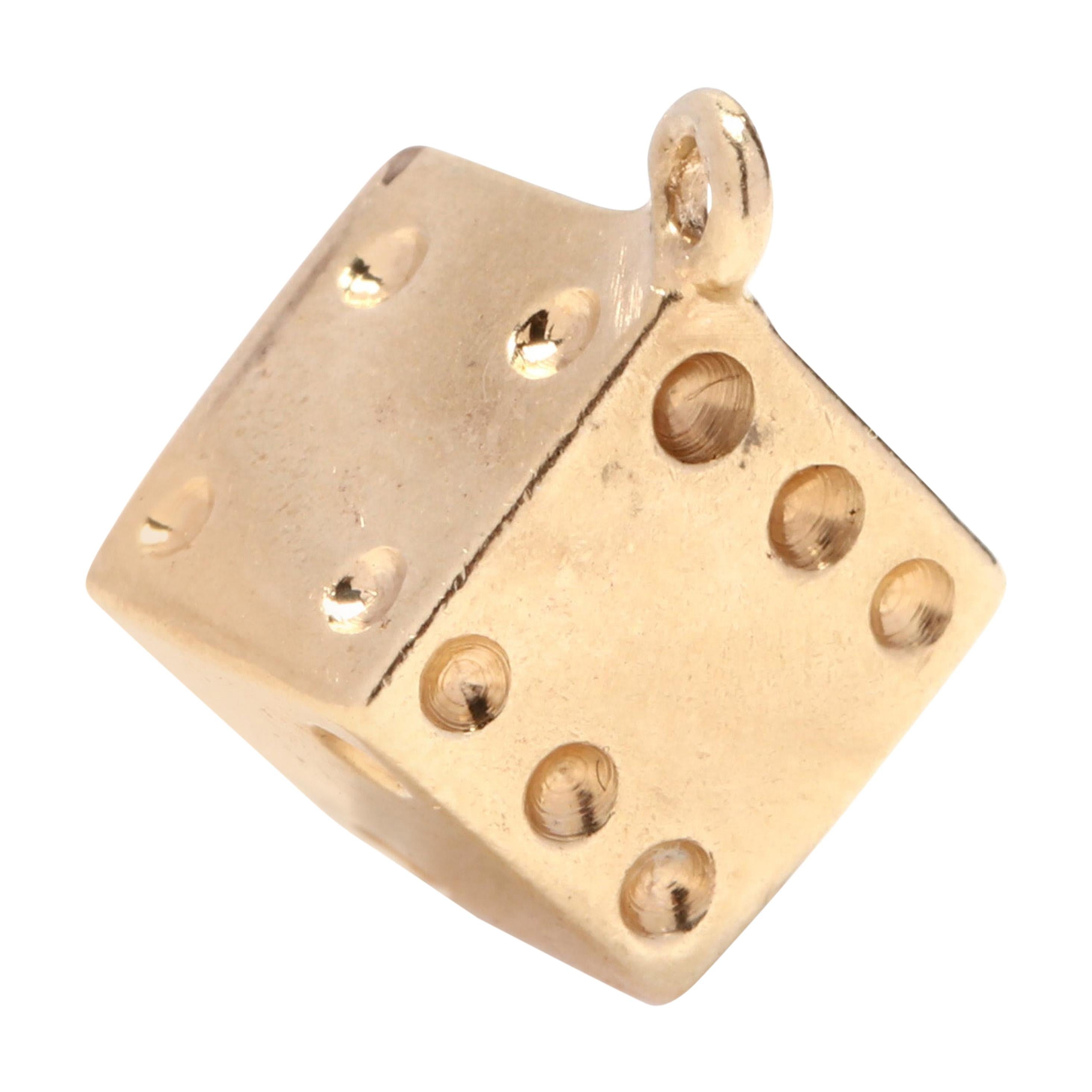 14 Karat Gold Dice Charm, circa 1970s