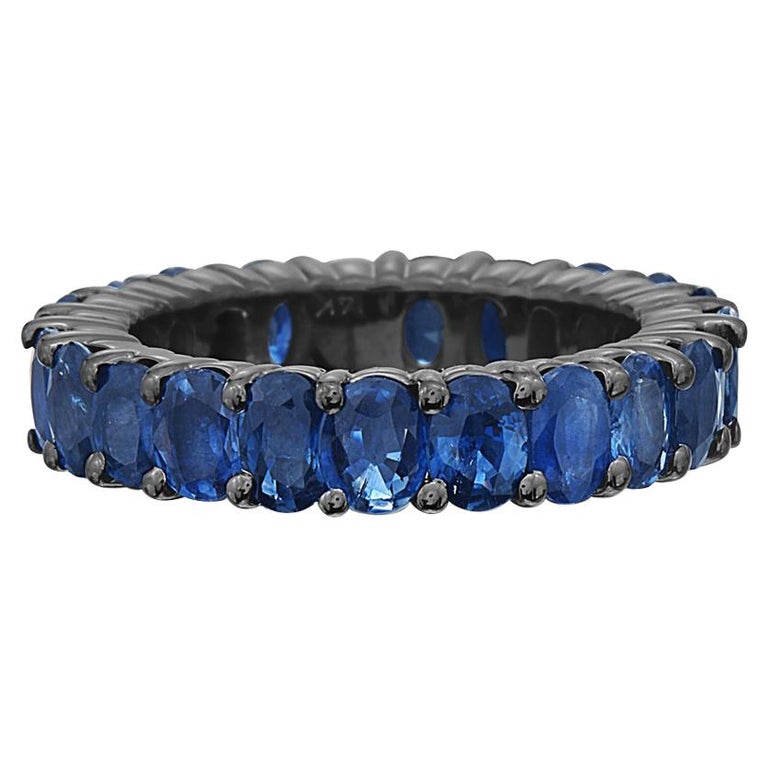 14 Karat Gold Dipped in Black Rhodium Sapphire Eternity Band Ring For Sale