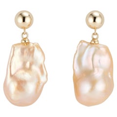 Boucles d'oreilles en or 14 carats à double bulle baroque