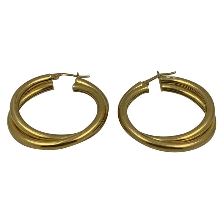 14 Karat Gold Double Hoop Earring 6.8 Grams For Sale