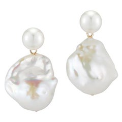 14 Karat Gold Duality Pearl Drop Earrings