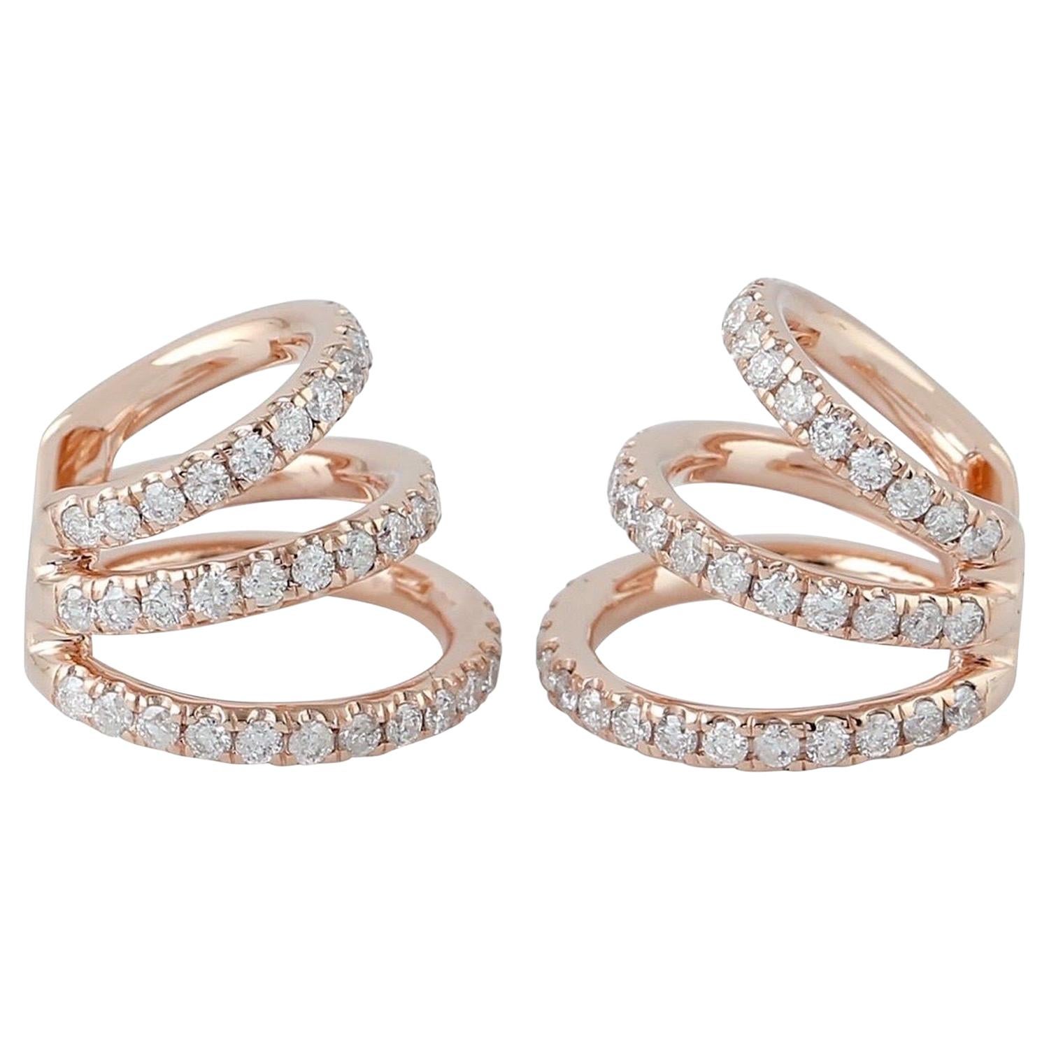 14 Karat Gold Ohr Manschettenarmband-Diamant-Ohrringe im Angebot