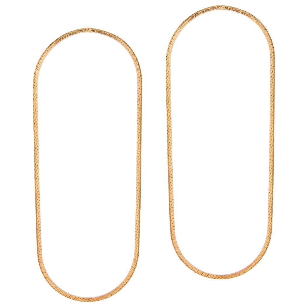 14 Karat Solid Gold Hoops Medium Minimal Round with Snake Chain Greek