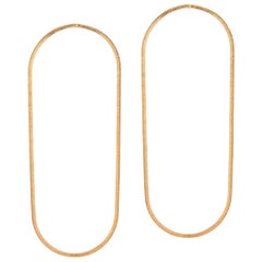 14 Karat Gold Earrings Hoop Shape Minimal Snake Chain Moving Greek Earrings