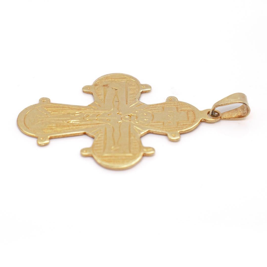 14 Karat Gold Eastern Orthodox Cross or Crucifix Pendant for a Necklace For Sale 7