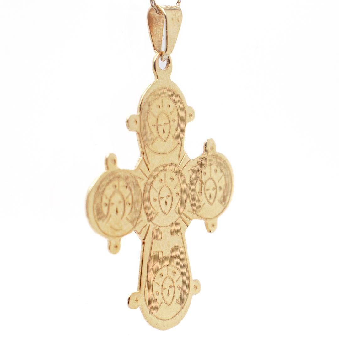 Women's or Men's 14 Karat Gold Eastern Orthodox Cross or Crucifix Pendant for a Necklace For Sale