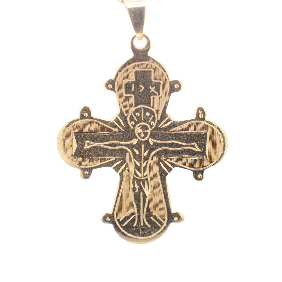 14 Karat Gold Eastern Orthodox Cross or Crucifix Pendant for a Necklace For Sale 2