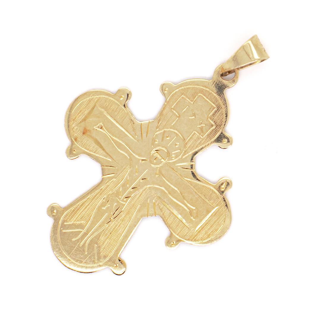 14 Karat Gold Eastern Orthodox Cross or Crucifix Pendant for a Necklace For Sale 4
